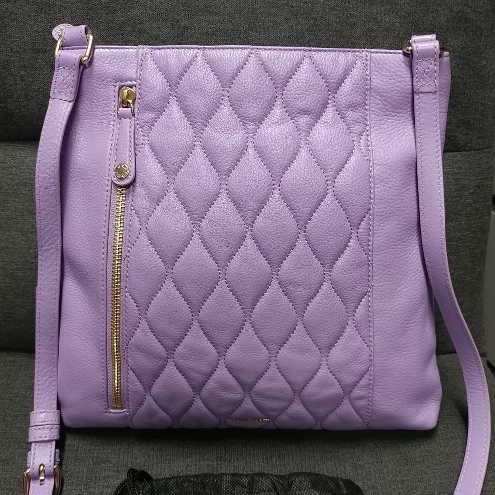 Vera Bradley Genuine Leather Quilted Molly Crossbody Lavender Purple Purse - Picture 4 of 16